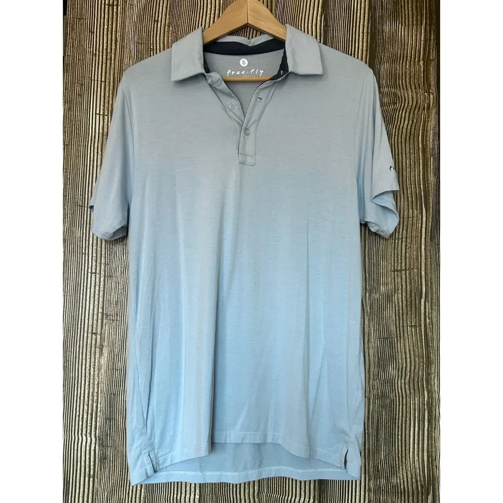 Free Fly Polo Shirt Size S Light Blue Preppy Stretch Performance Bamboo‎ Outdoor